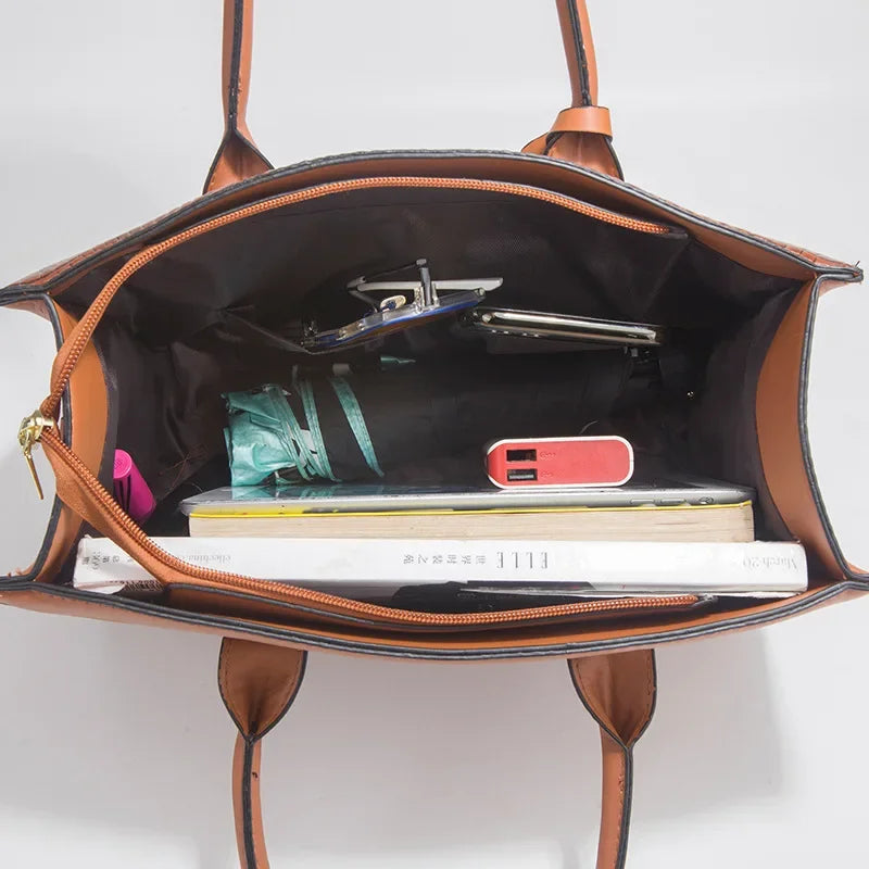 Sabina | Elegante conjunto de bolso, cartera y clutch con estampado de cocodrilo