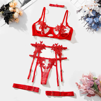 Verena - Conjunto de lencería francesa de 3 piezas